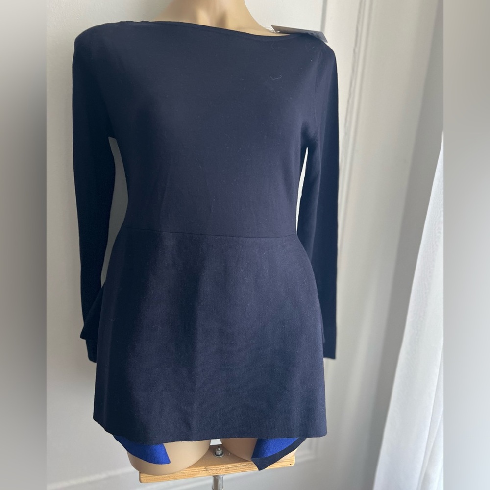 NWT COS Top, Size S, black with bright blue underneath